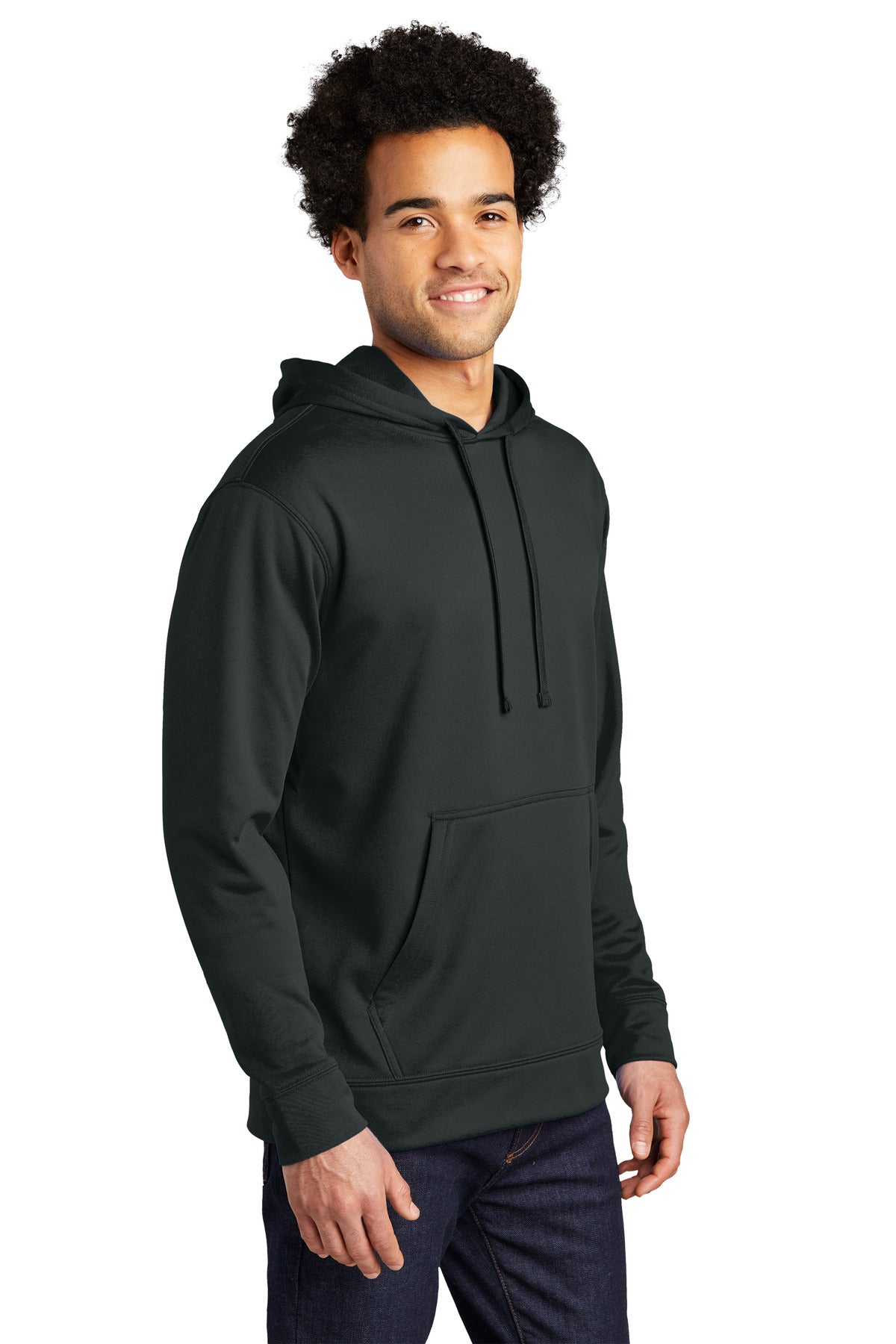 Jet Black Port & Company Performance Fleece Pullover Hooded Sweatshirt. PC590H