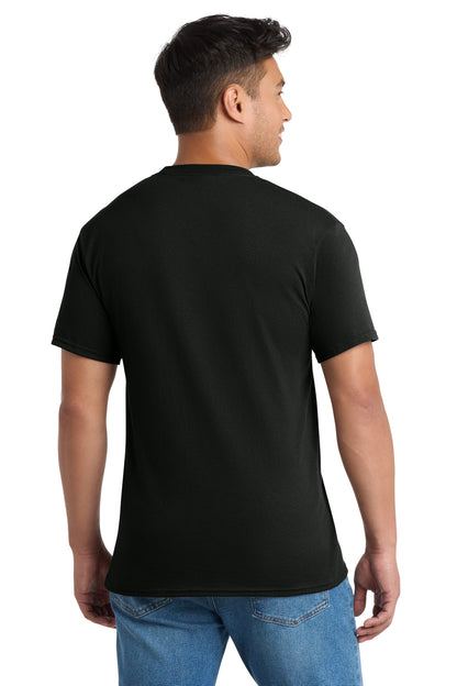 Jet Black Port & Company Tall Core Blend Pocket Tee. PC55PT