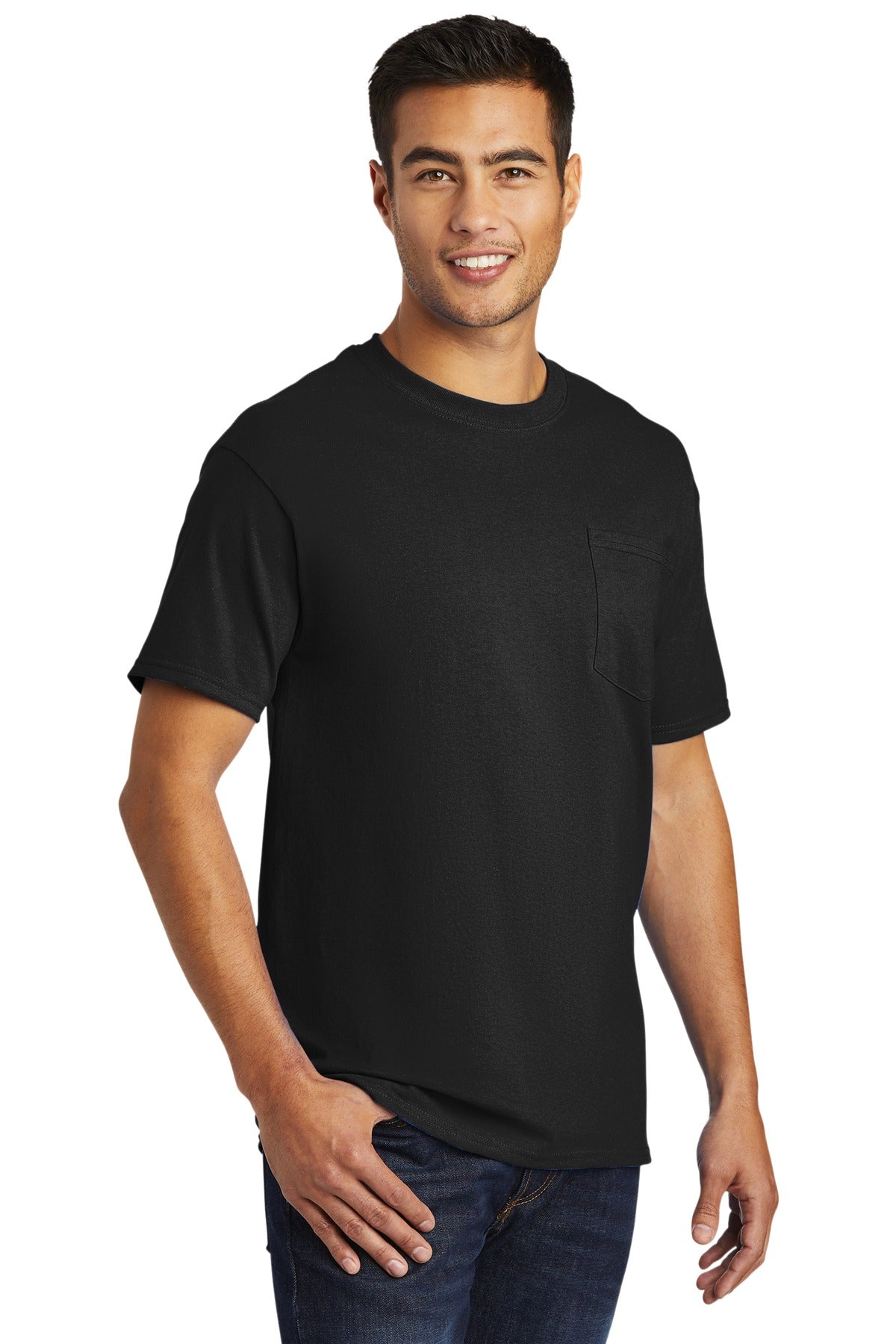 Jet Black Port & Company - Tall Essential Pocket Tee. PC61PT