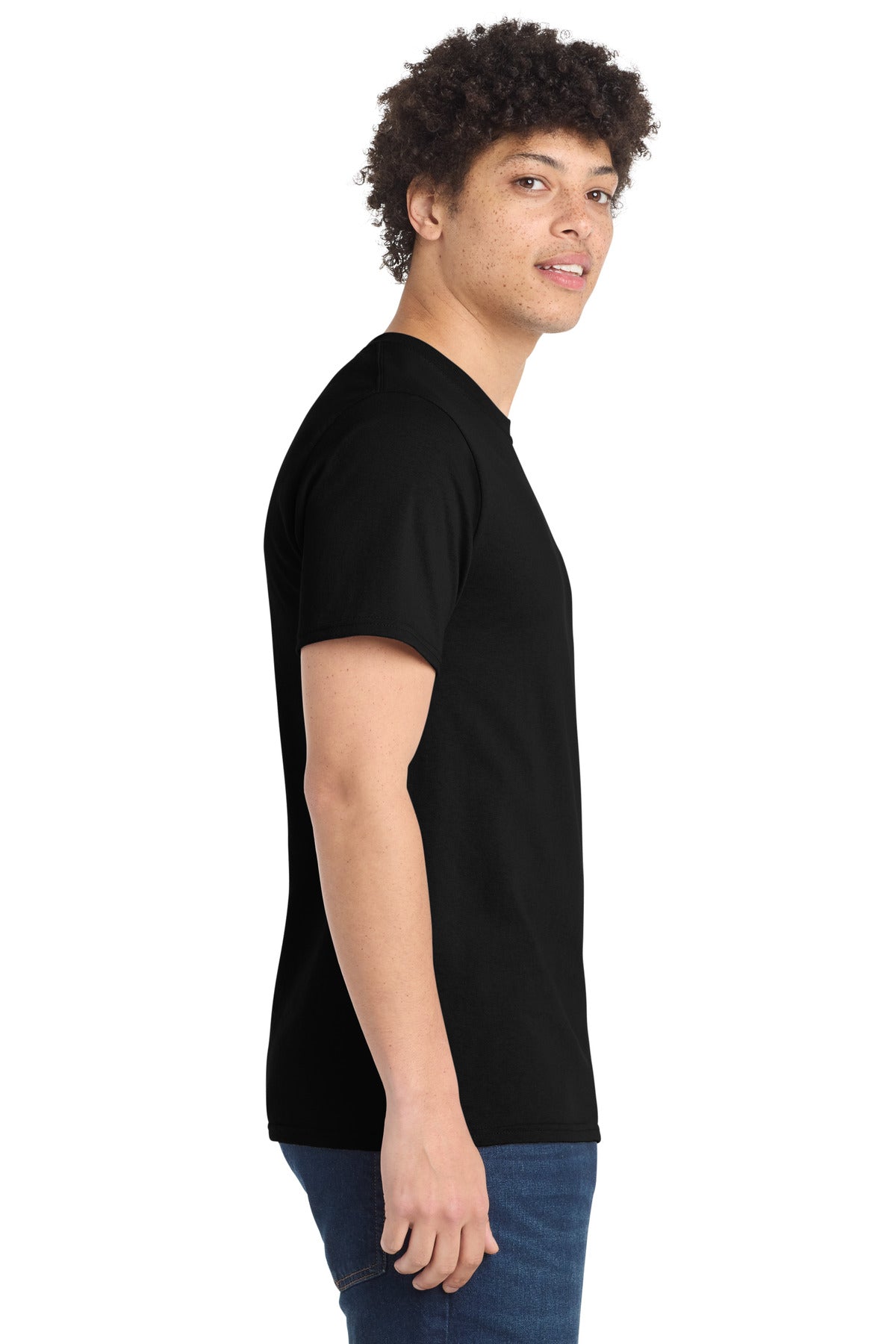 Jet Black Port & Company Tall Essential Tee. PC61T