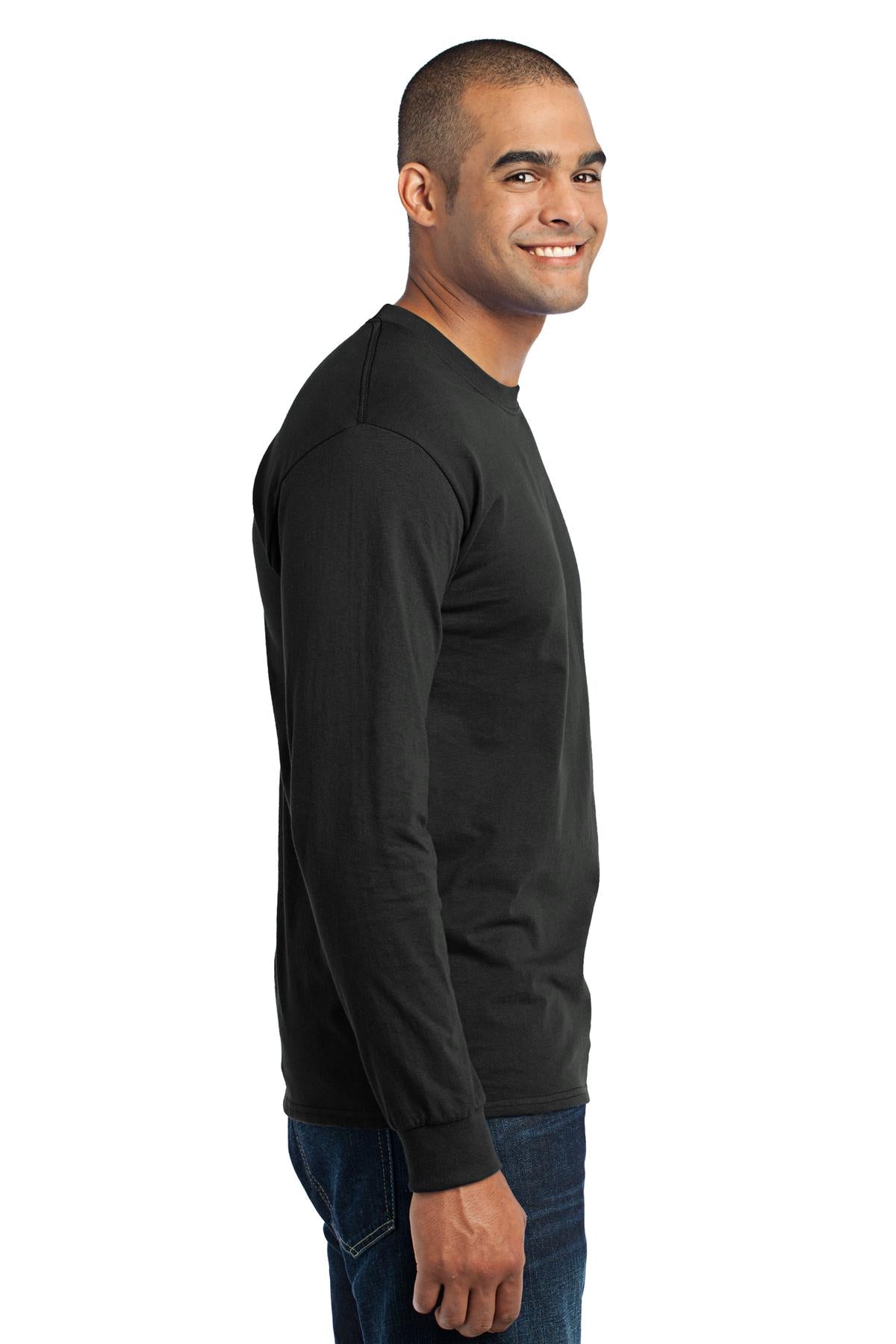 Jet Black Port & Company Tall Long Sleeve Core Blend Tee. PC55LST