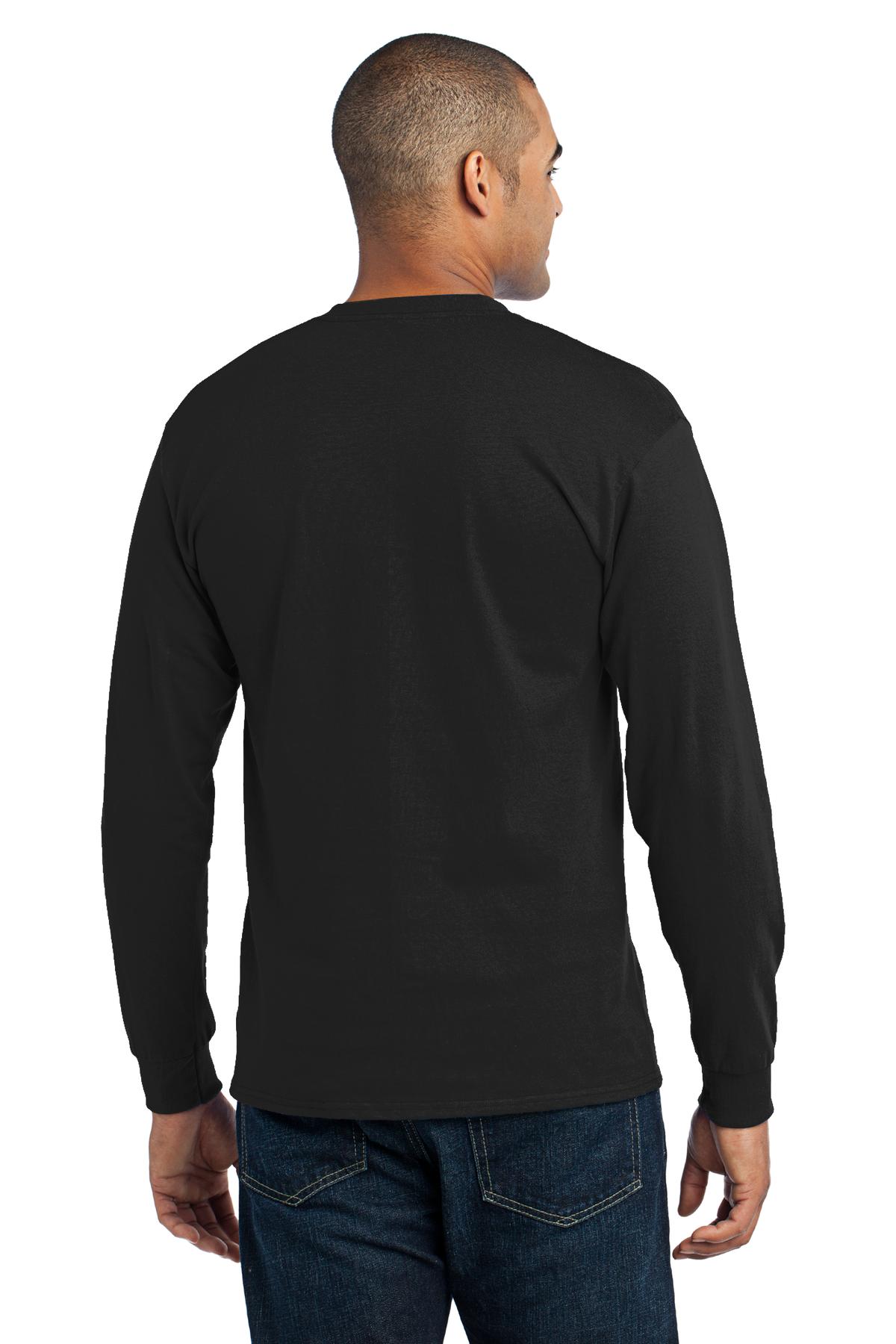Jet Black Port & Company Tall Long Sleeve Core Blend Tee. PC55LST