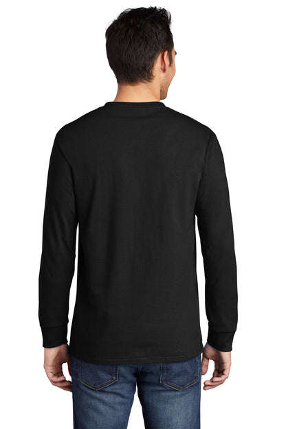 Jet Black Port & Company Tall Long Sleeve Essential Pocket Tee. PC61LSPT