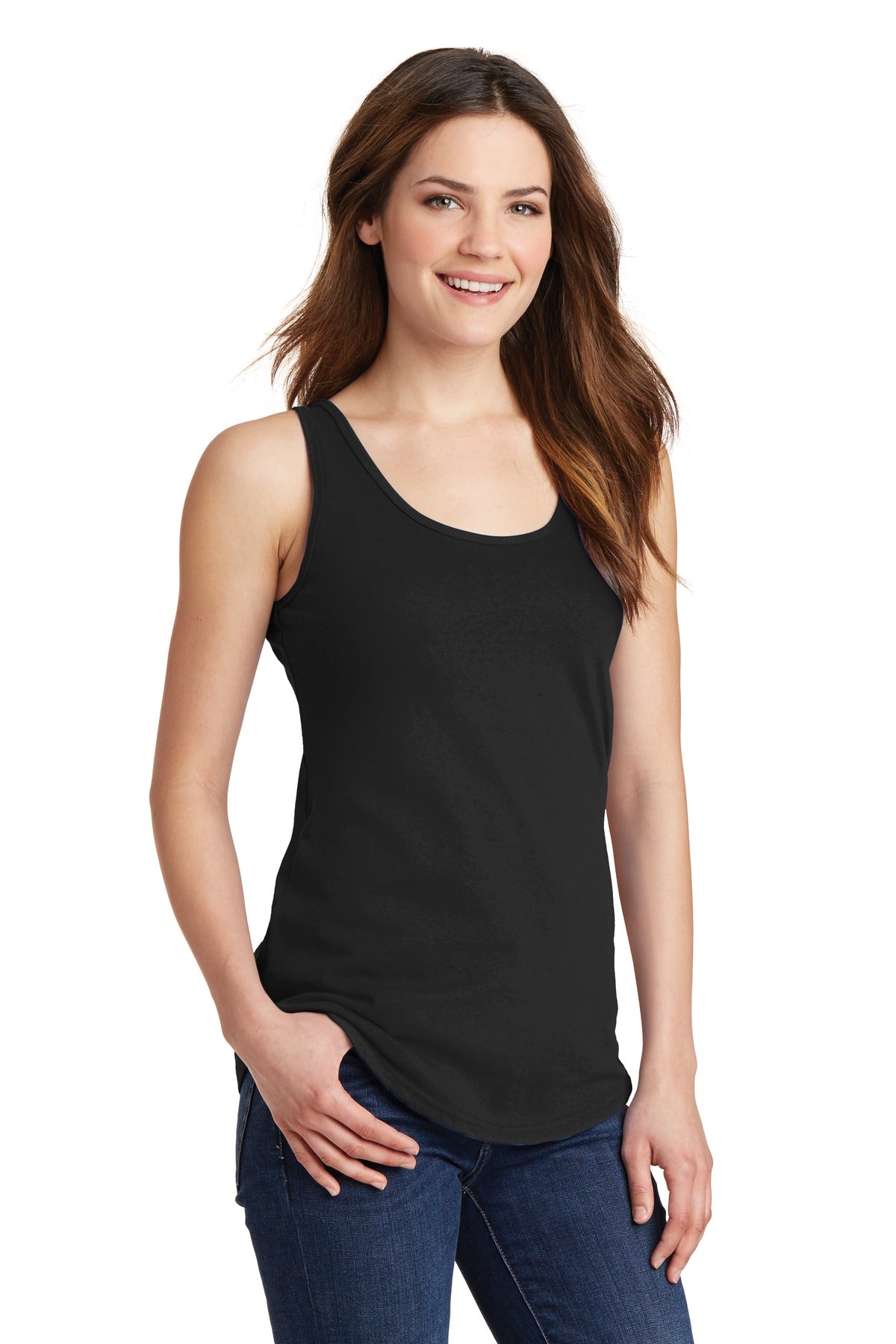 Jet Black Port & Company Women's Core Cotton Tank Top. LPC54TT