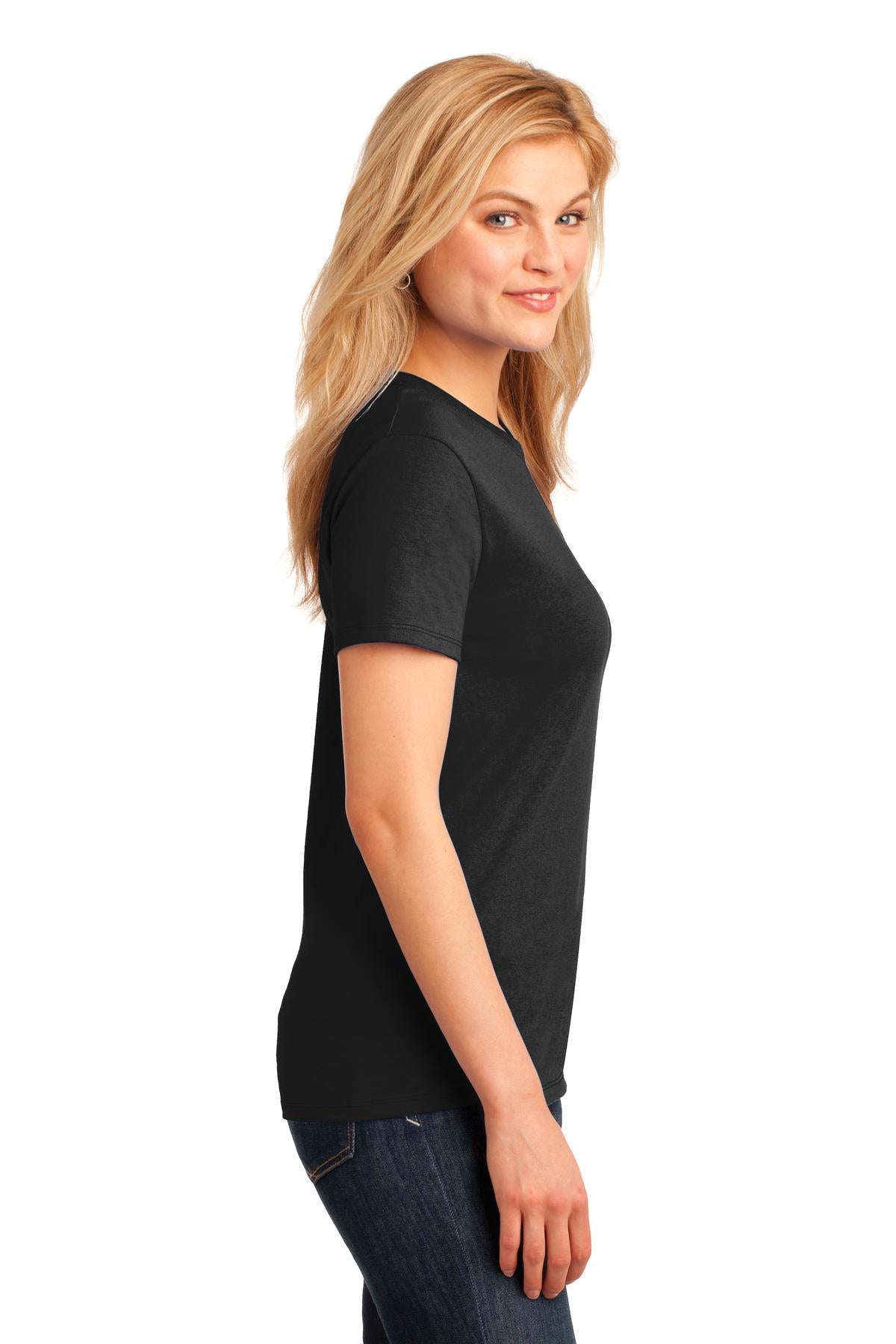 Jet Black Port & Company Women's Core Cotton Tee. LPC54
