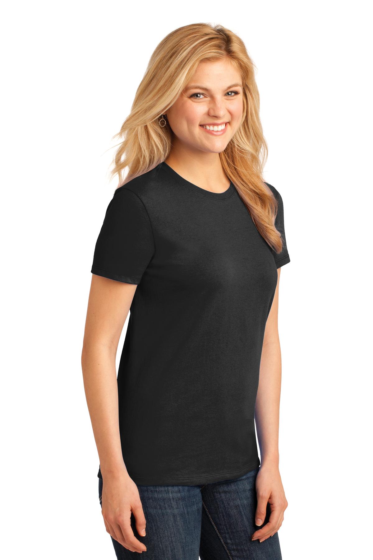 Jet Black Port & Company Women's Core Cotton Tee. LPC54