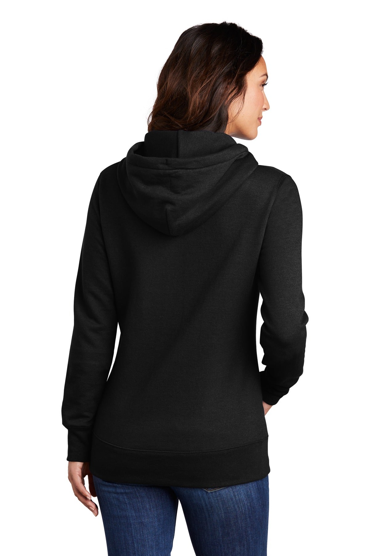Jet Black Port & Company Women's Core Fleece Pullover Hooded Sweatshirt LPC78H