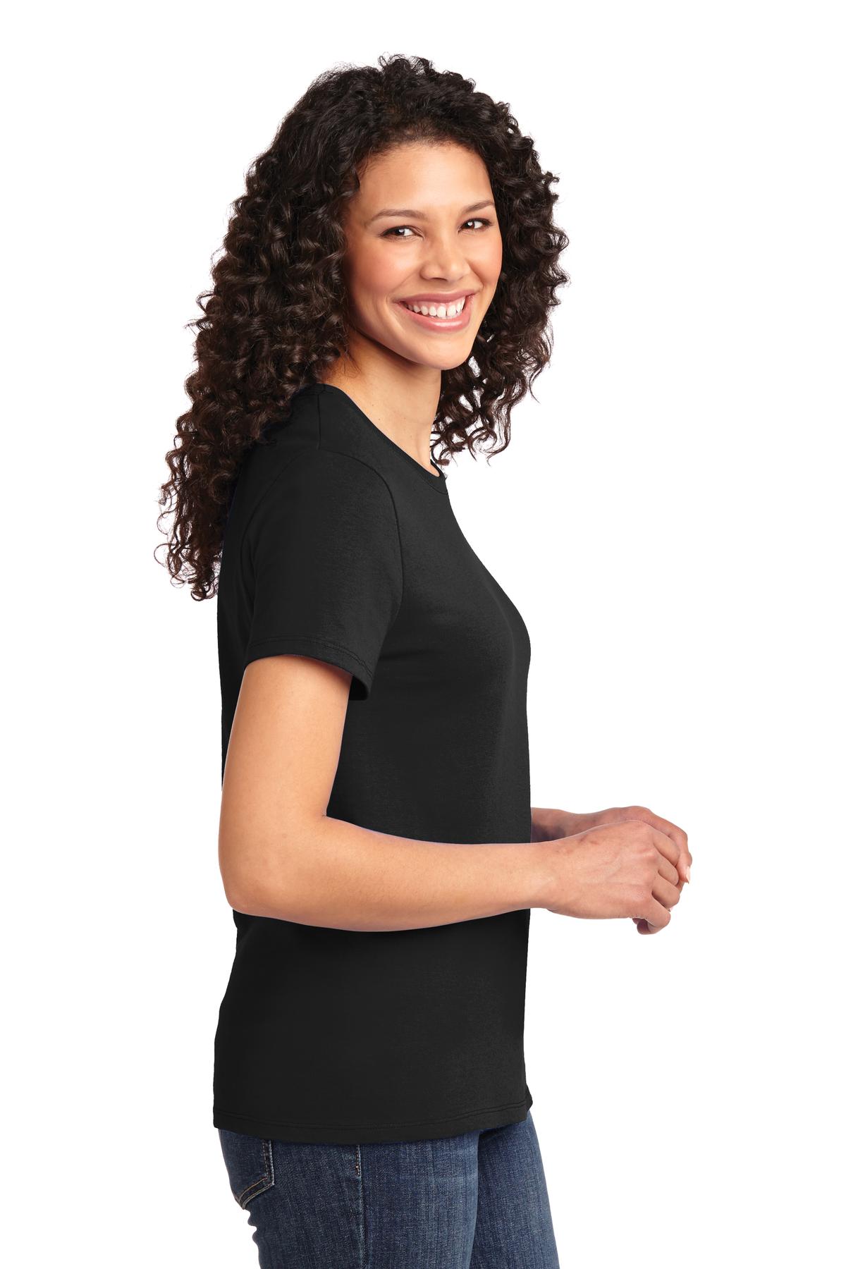 Jet Black Port & Company Women's Essential Tee. LPC61