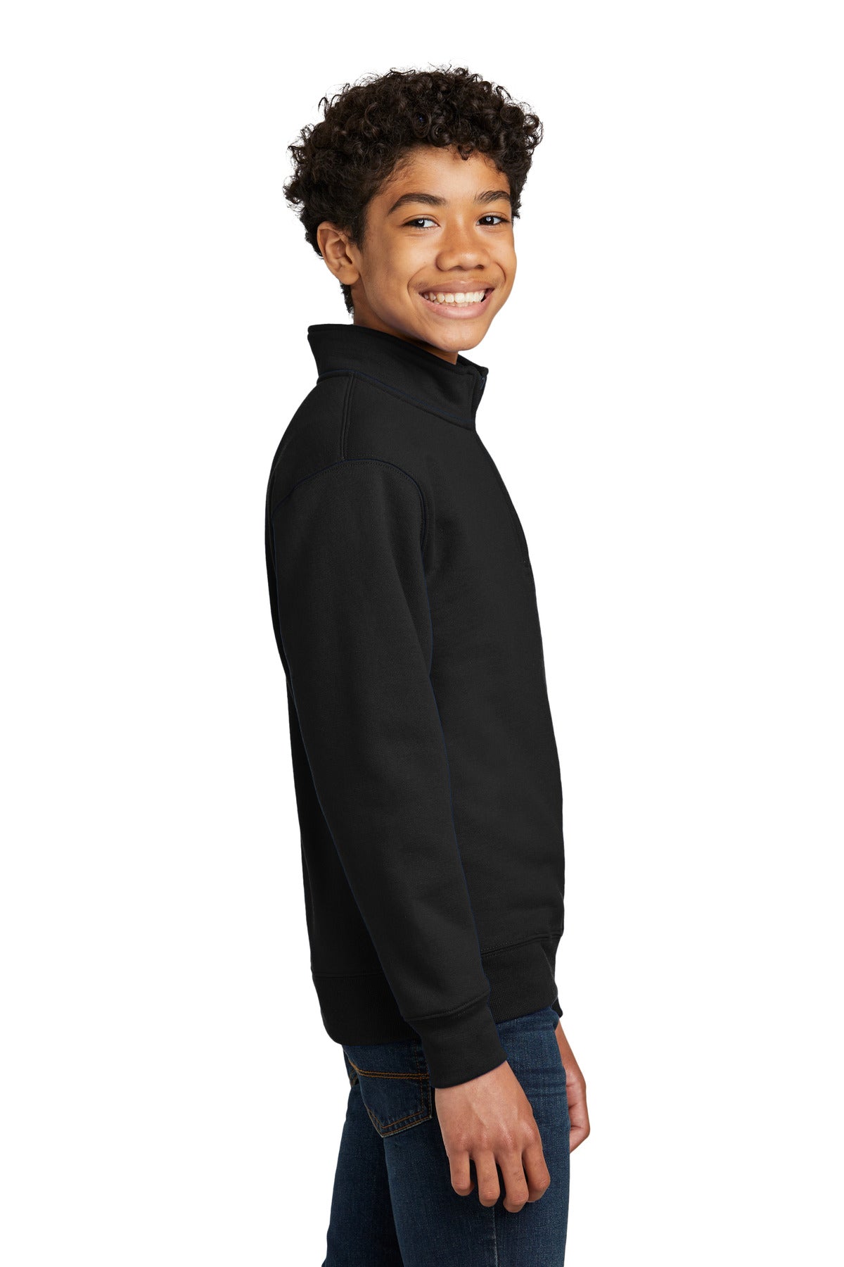 JetBlack Port & Company Youth Core Fleece 1/4-Zip Pullover Sweatshirt PC78YQ