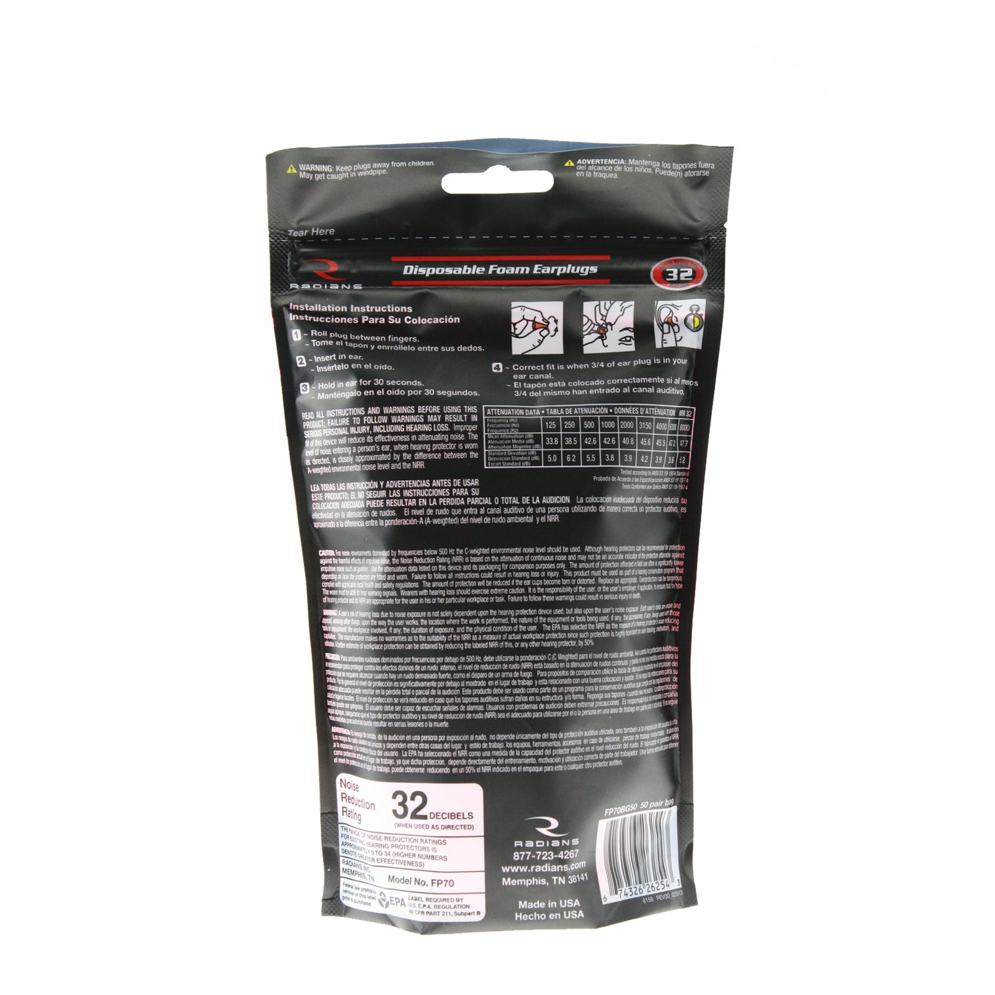 Resistor® 32 Foam Earplugs Bag - Uncorded - Aqua - 50 Pair Bag