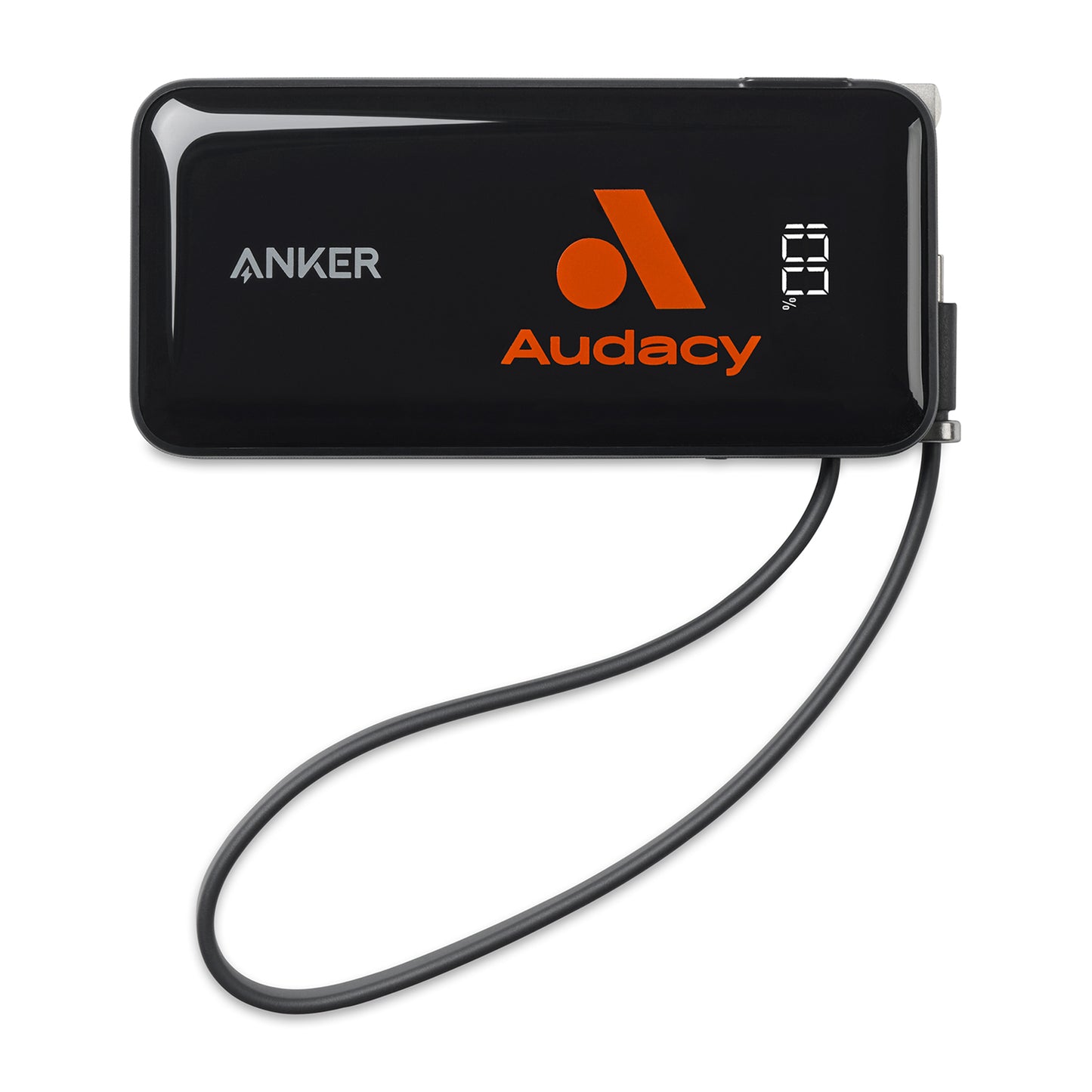 Black Anker Power Bank (10K, Fusion, Built-In Cable)