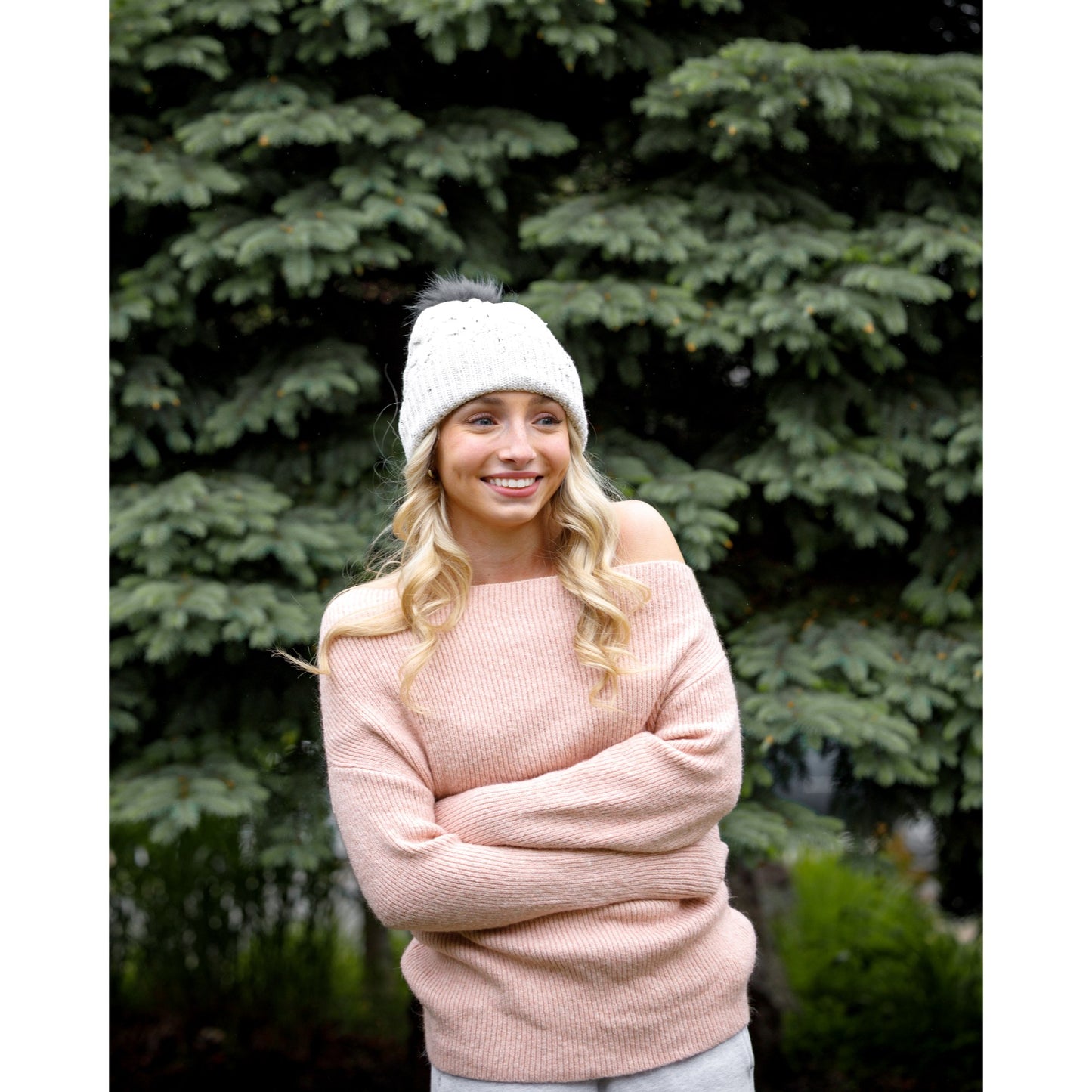 Oatmeal Ahead Speckle Pom Knit Hat