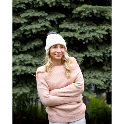 Oatmeal Ahead Speckle Pom Knit Hat