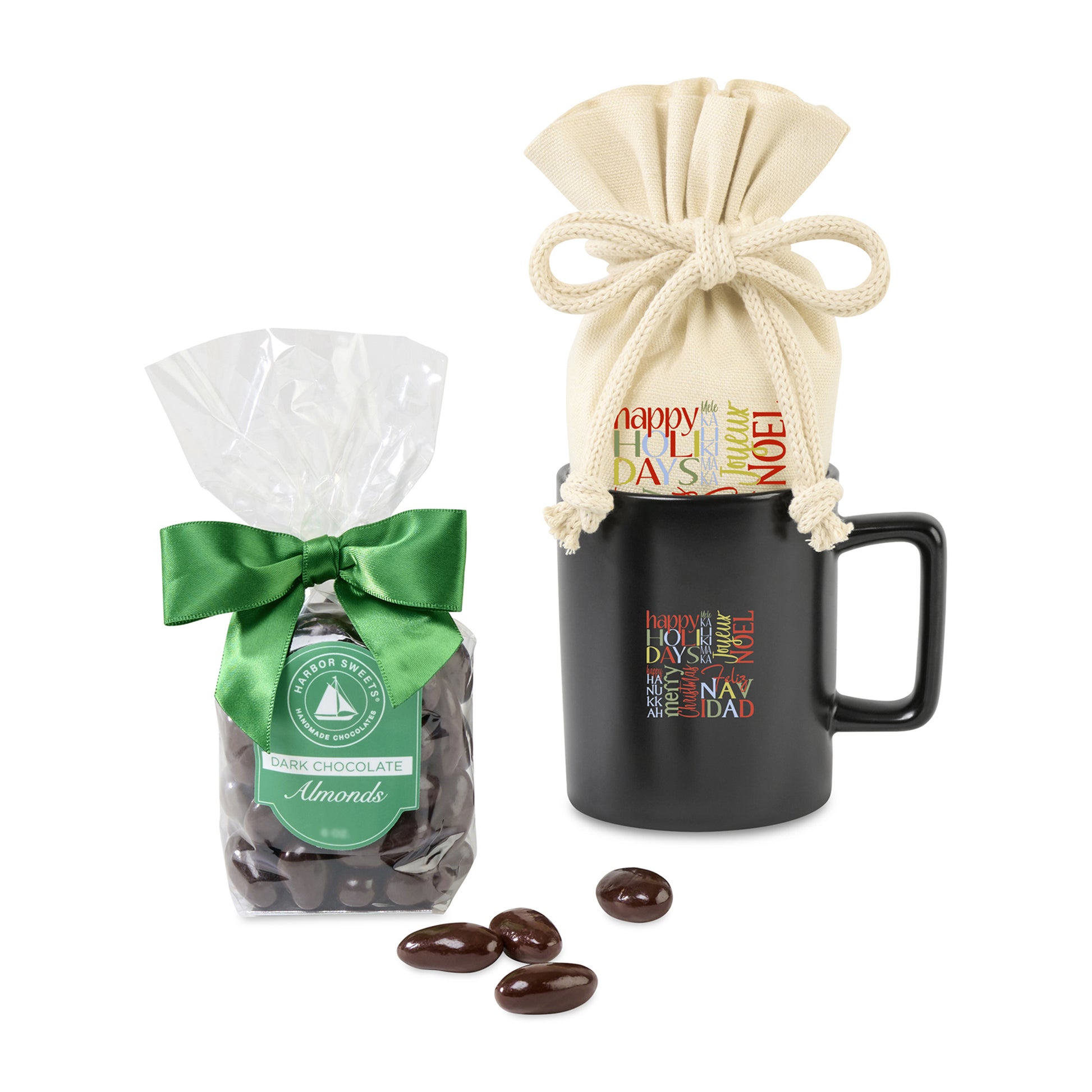 Matte Black Harbor Sweets Chocolate Covered Almonds Mug Stuffer