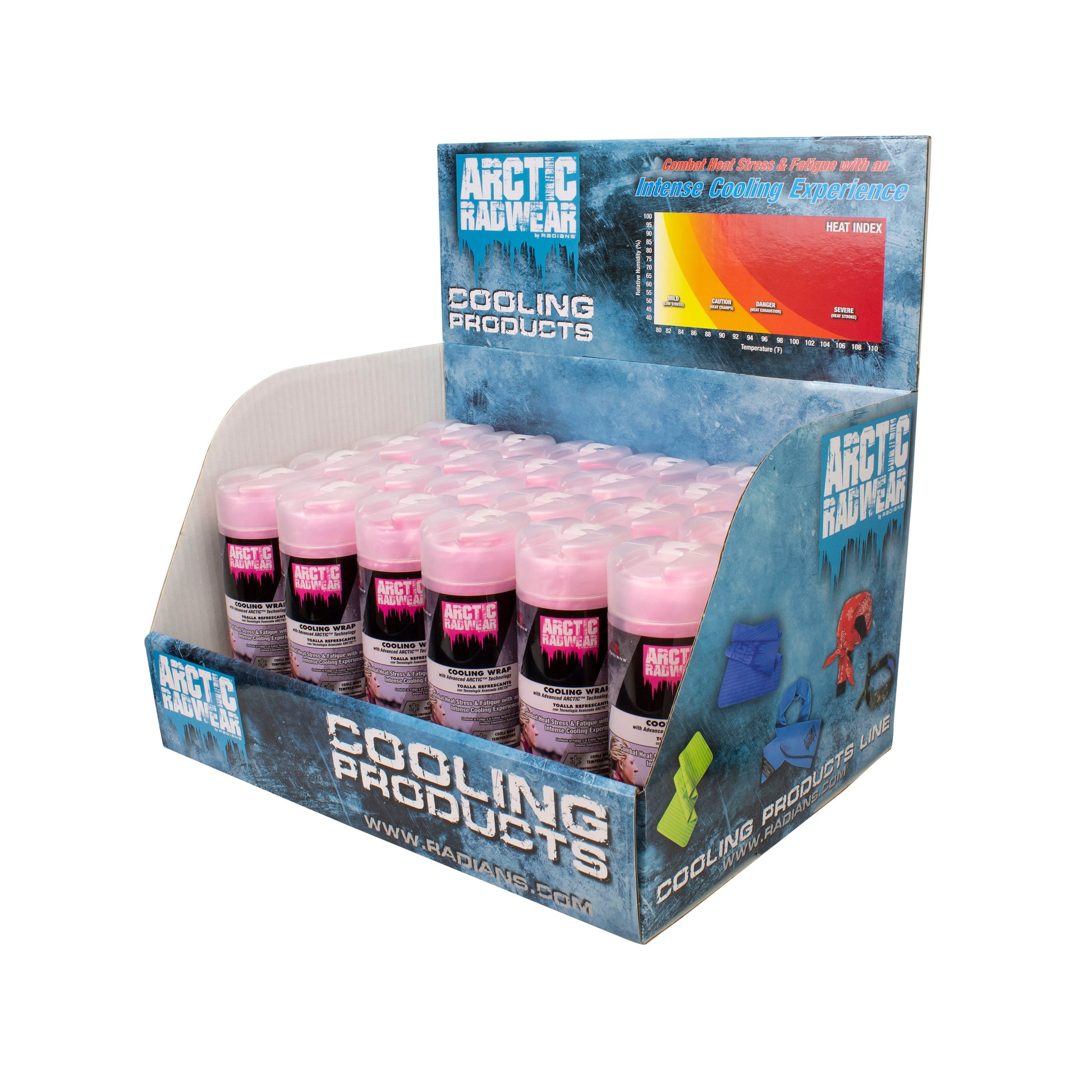 Arctic Radwear® Cooling Wrap Counter Display - 24 Pink
