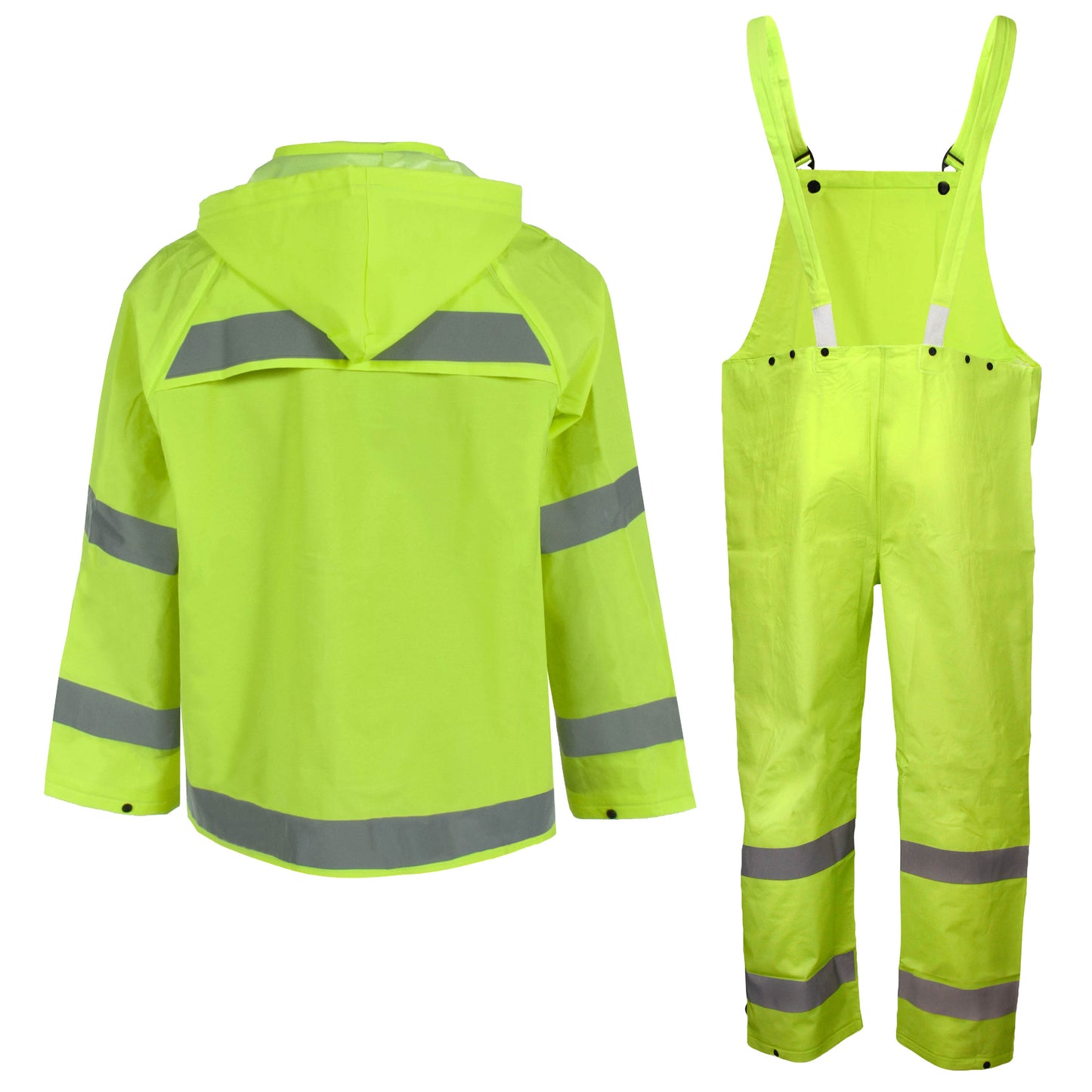 1820S Econo-Viz 3-Piece Rain Suit with Reflective Tape - Hi-Vis Lime - Size 2X