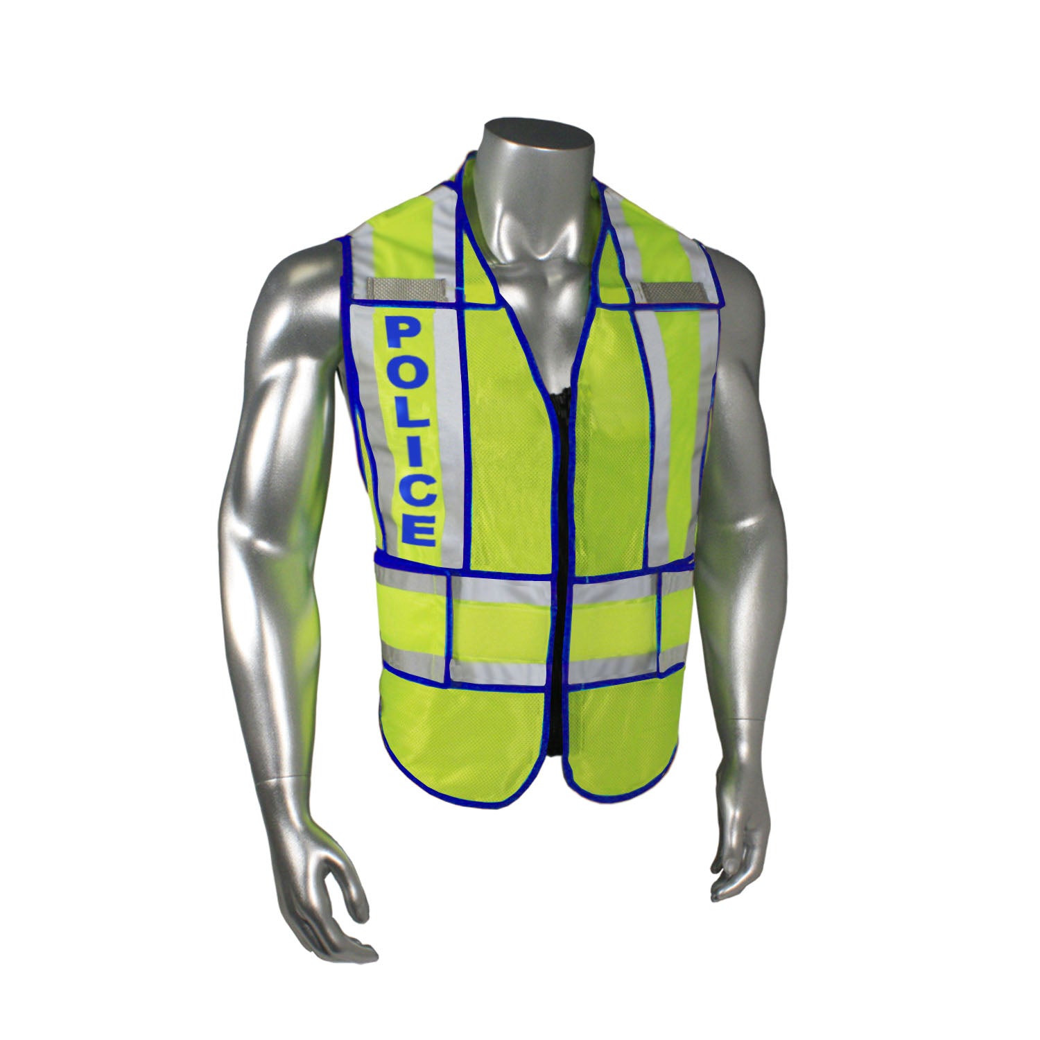 LHV-207-SPT Class 2 Breakaway Vest - Police - Blue Trim - Green - Size M-XL