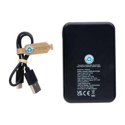 Black RCS Recycled Plastic 5.000 mAh Powerbank
