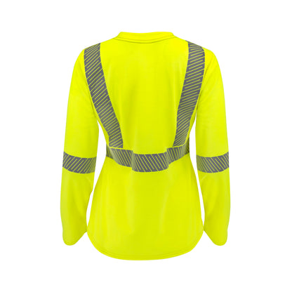 ST921W Women's Type R Class 3 Segmented Reflective Long Sleeve FR T-shirt - Hi-Vis Green - Size 2X