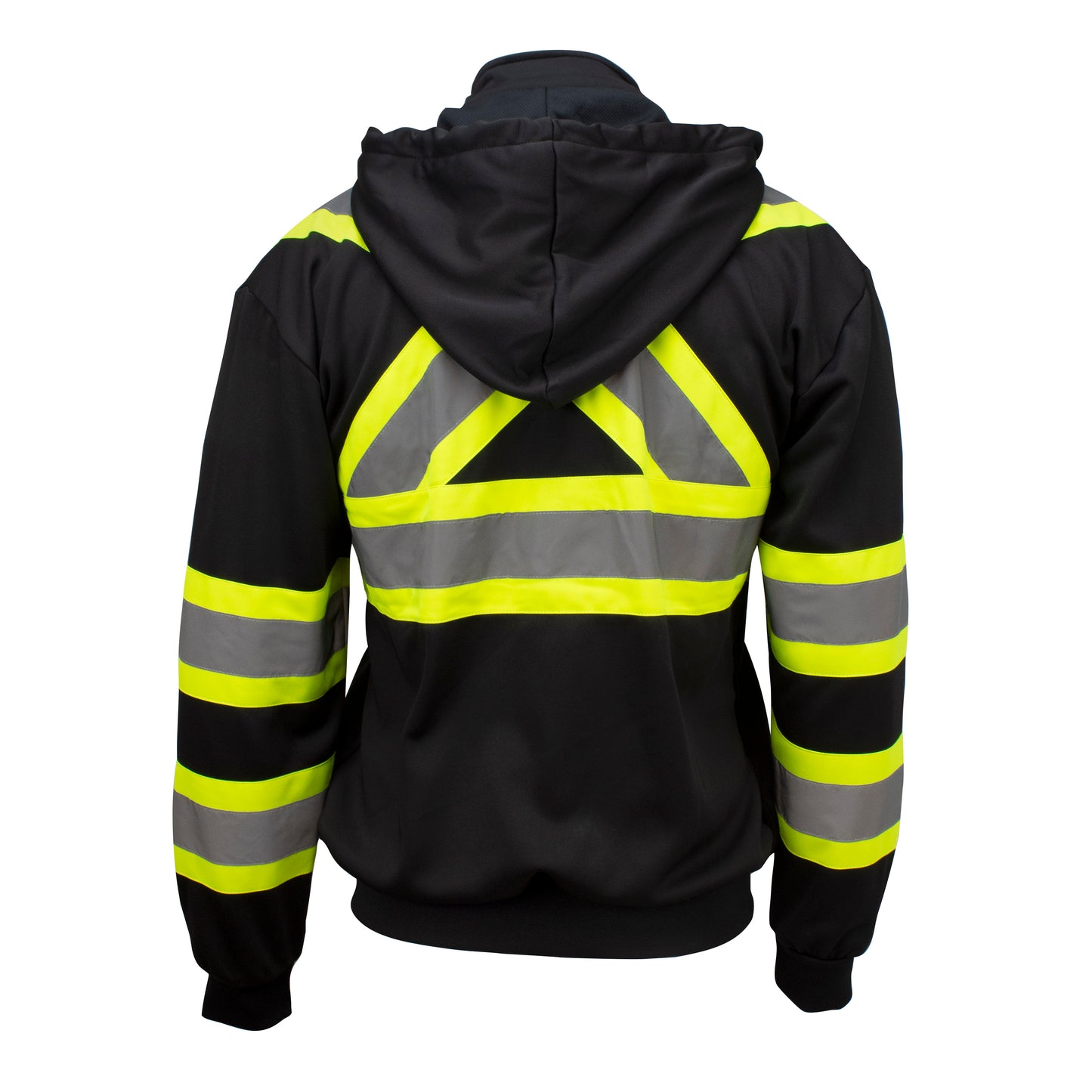 SW01X-1 High Neck Zip Front X-Back Hooded Sweatshirt - Black - 2X