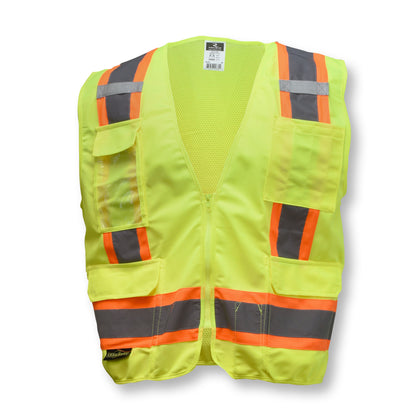 SV6 Two Tone Surveyor Type R Class 2 Solid/Mesh Safety Vest - Green - Size 2X