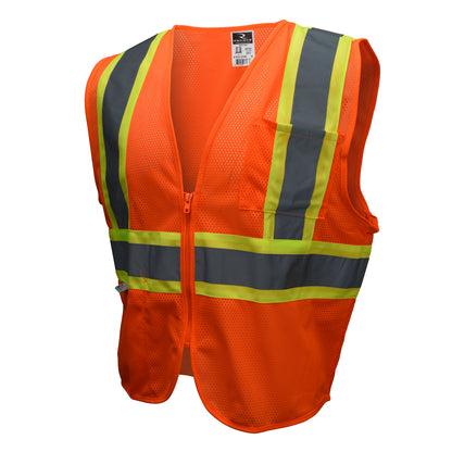 SV22-2 Economy Type R Class 2 Mesh Safety Vest with Two-Tone Trim - Orange - Size XL