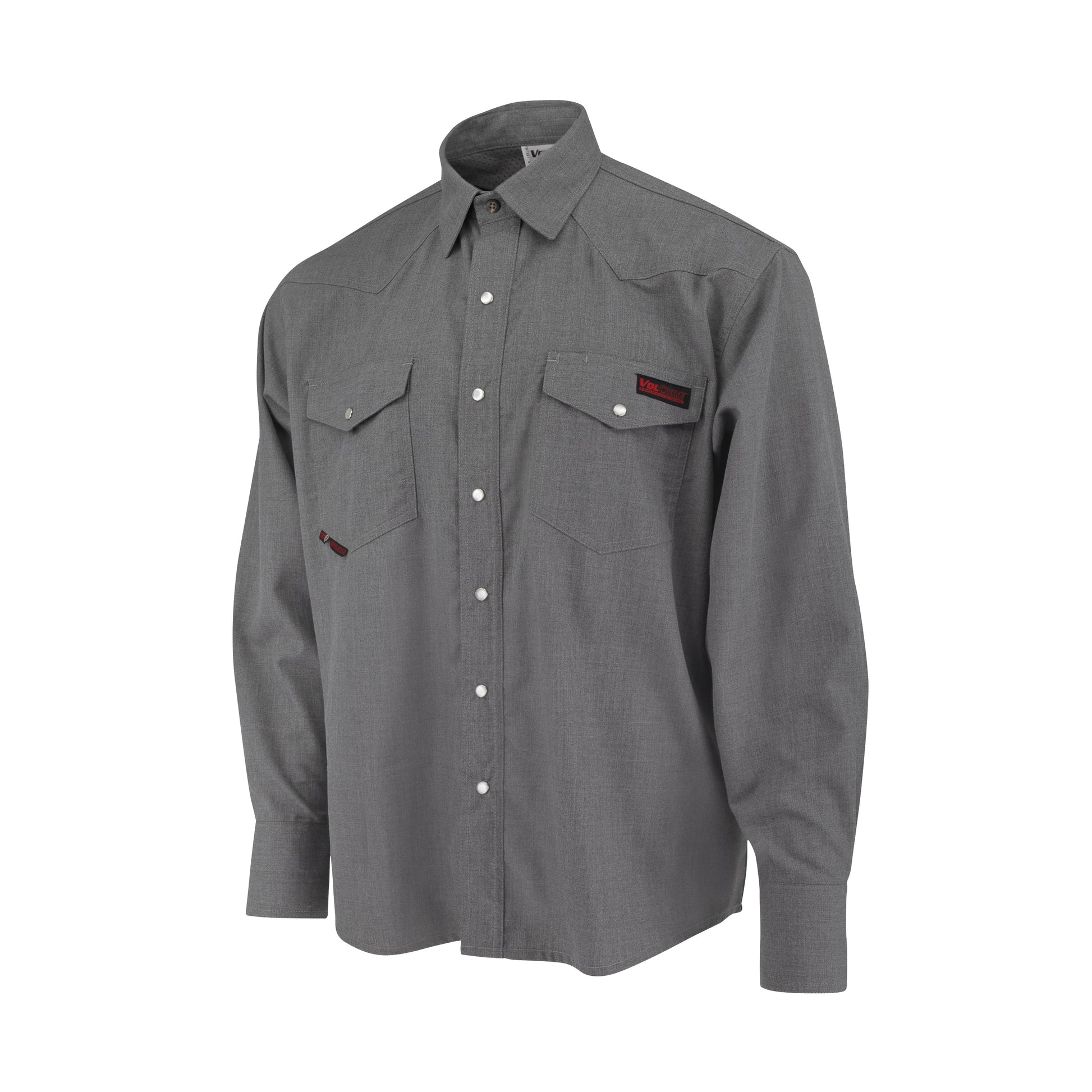 FRS-004 VolCore® CAT 2 Vented Pearl Snap FR Shirt - Gray - Size XL