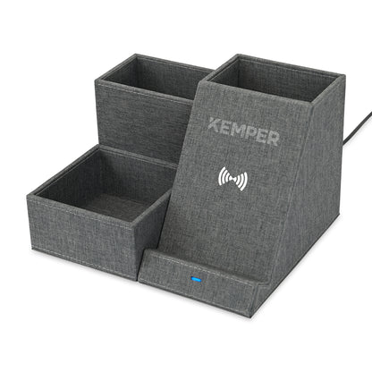 Charcoal Heather Eden Wireless Charging Desk Organizer