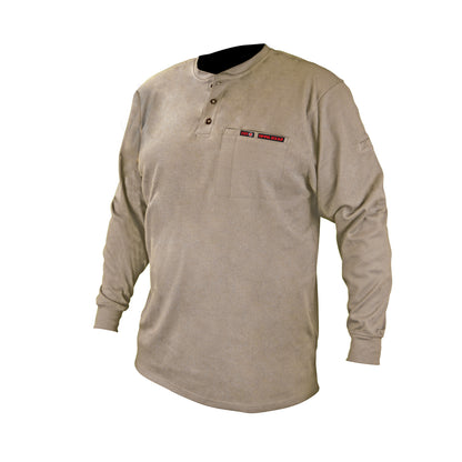 FRS-002 VolCore® Long Sleeve Cotton Henley FR Shirt - Khaki - Size XL