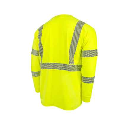 ST921 Men's Long Sleeve FR T-shirt with Class 3 Segmented Reflective Tape - Hi-Vis Green - Size 2X