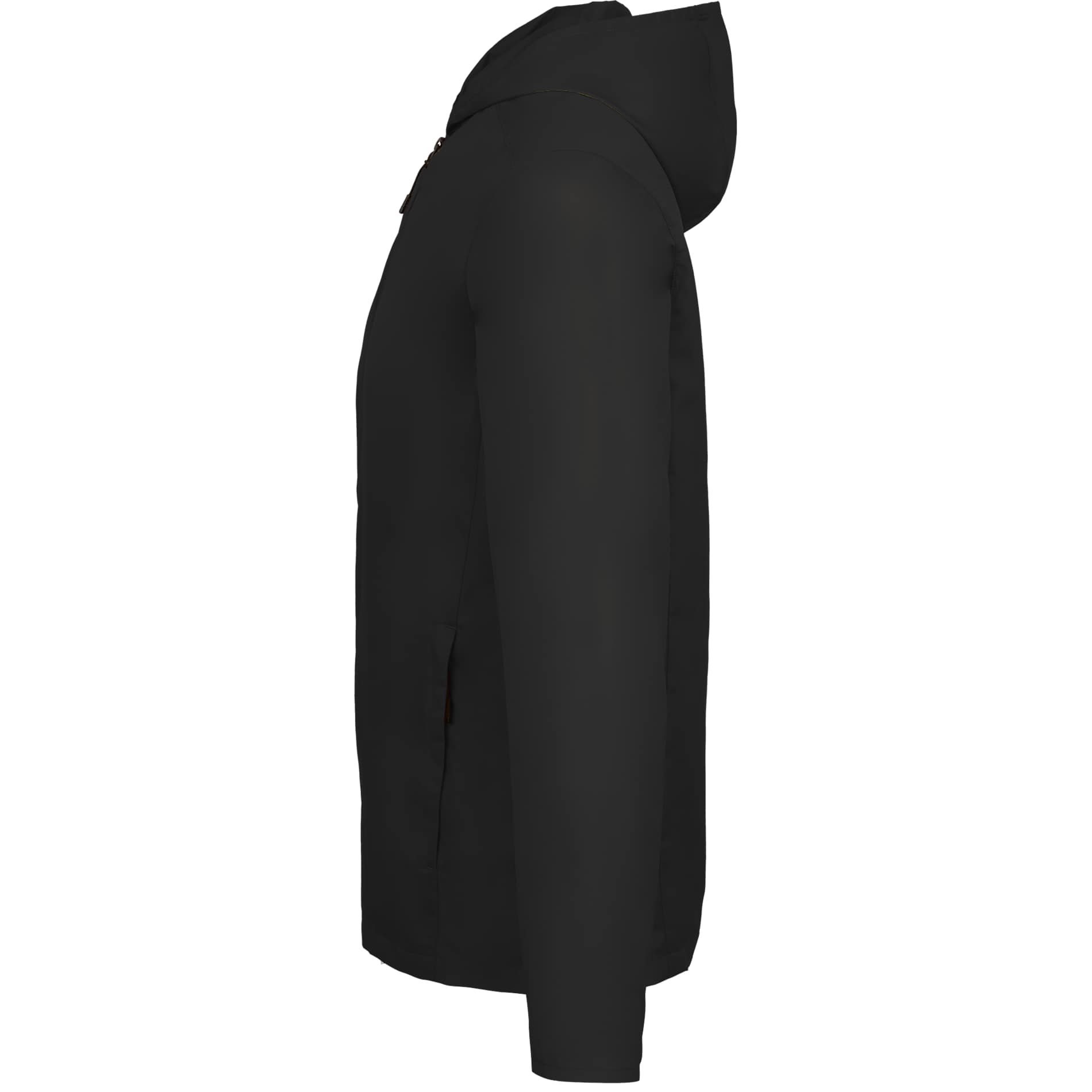 Left View of Black ANETO Lightweight Packable Jacket - Men's plain