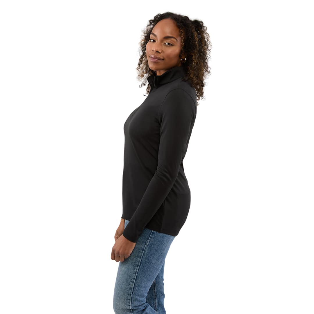 Left View of Black DARA Knit Quarter Zip - Women's plain