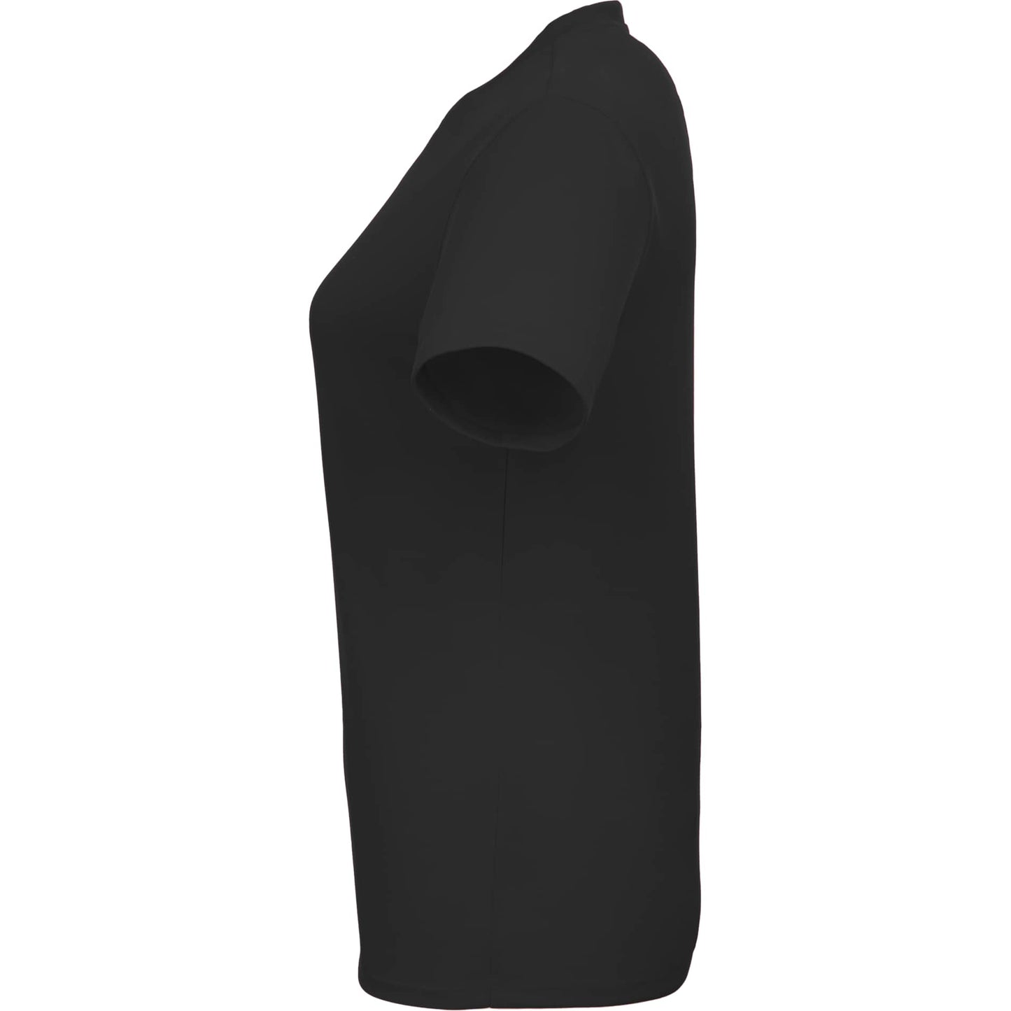 Left View of Black DARA SS Tech Tee - Women's plain