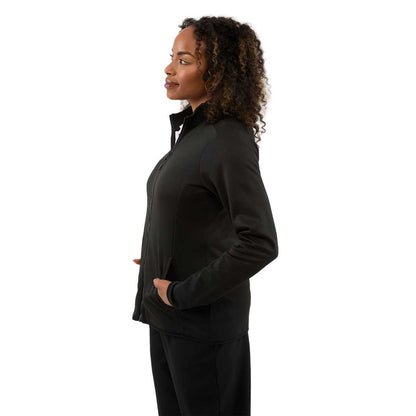 Left View of Black TELICA Brush Back Fleece Jacket - Women's plain