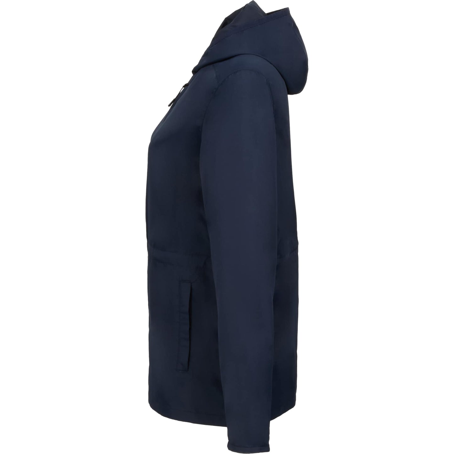 Left View of Blue ANETO Lightweight Packable Jacket - Women's plain