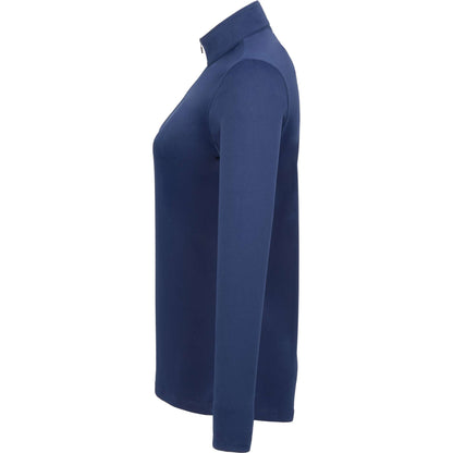 Left View of Blue DARA Knit Quarter Zip - Women's plain