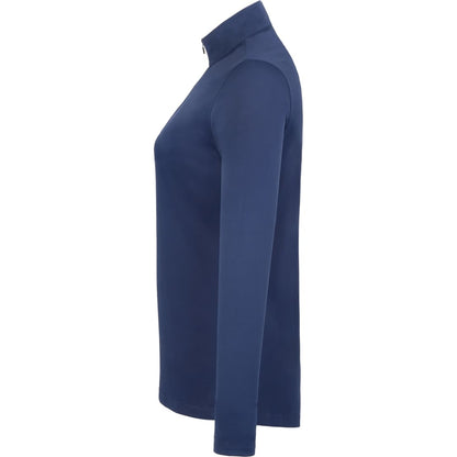 Left View of Blue DARA Knit Quarter Zip - Women's plain