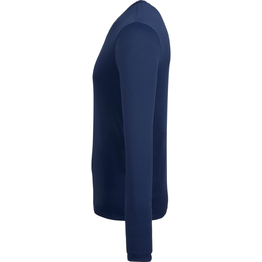 Left View of Blue DARA LS Tech Tee - Men's plain