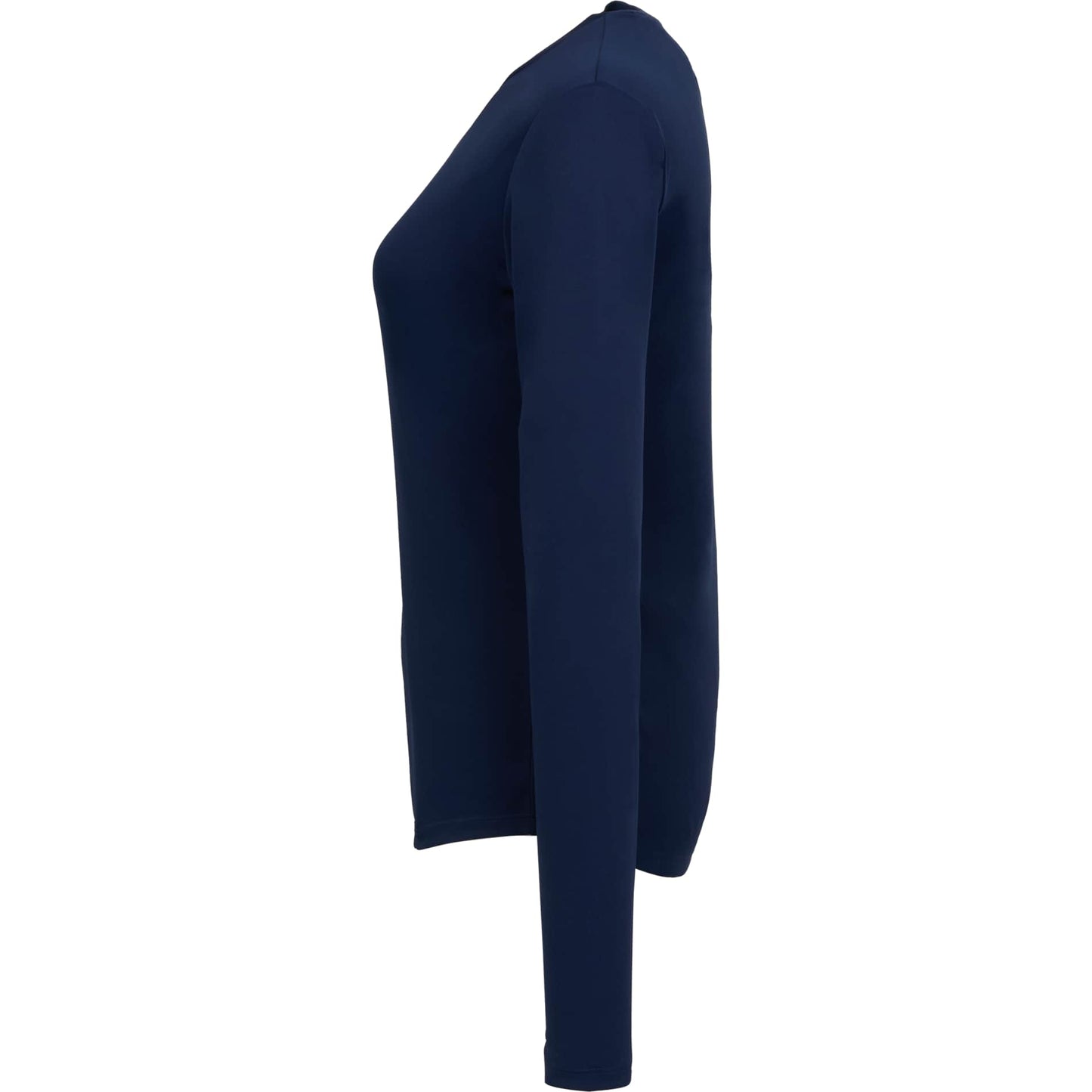 Left View of Blue DARA LS Tech Tee - Women's plain