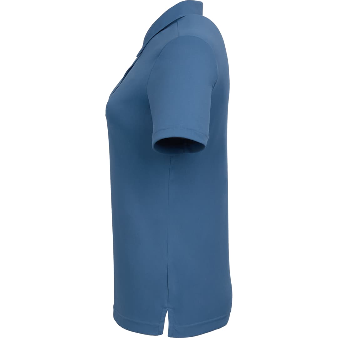 Left View of Blue DARA SS Polo - Women's plain