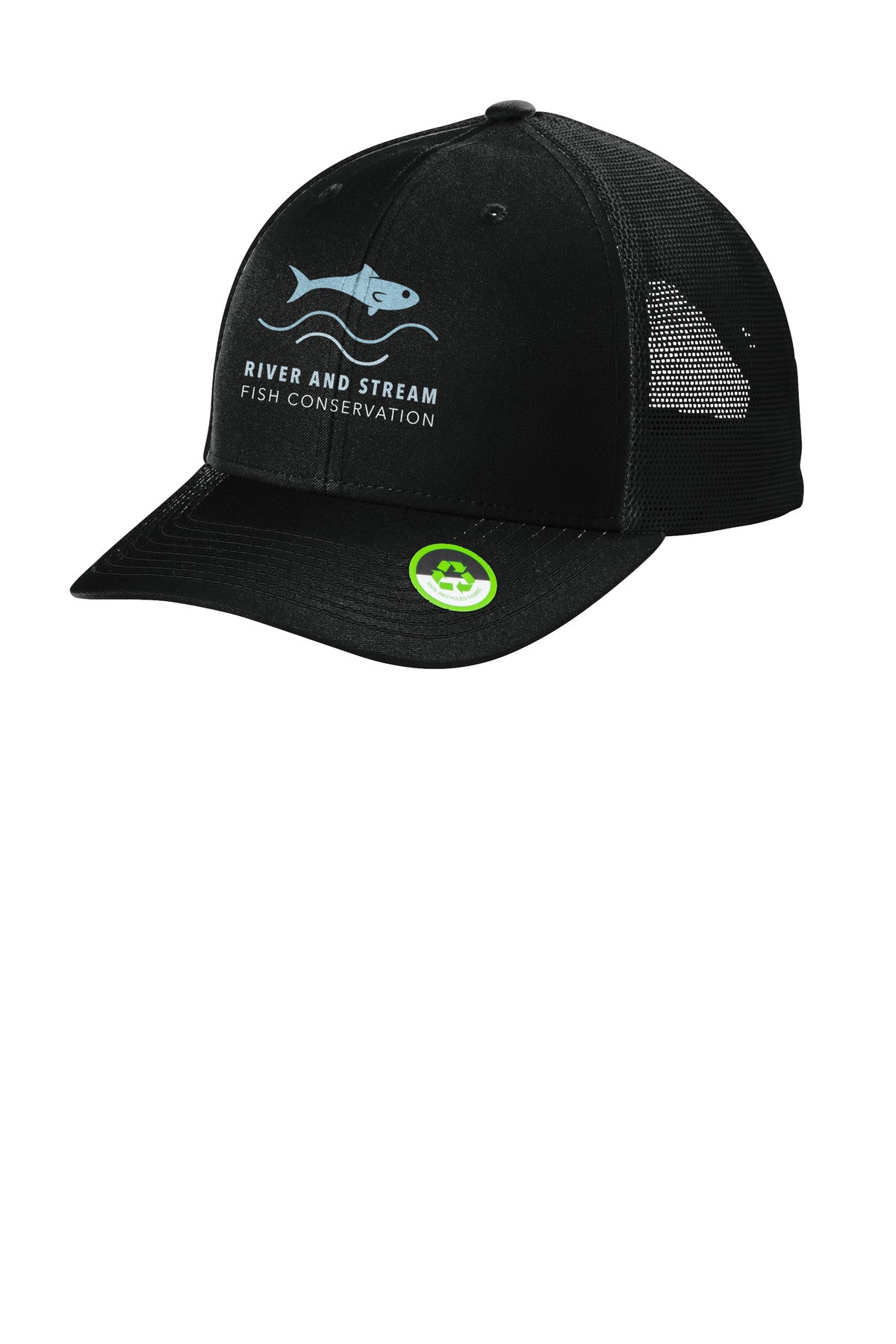 Left View of DeepBlack Port Authority Eco Snapback Trucker Cap C112ECO