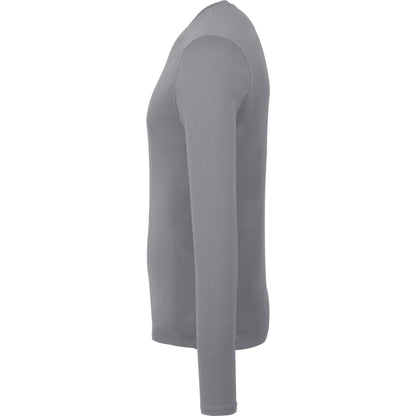 Left View of Grey DARA LS Tech Tee - Men's plain