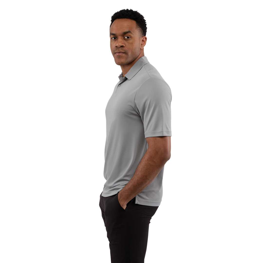 Left View of Grey DARA SS Polo - Men's plain