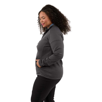 Left View of Grey TELICA Brush Back Fleece Jacket - Women's plain
