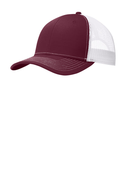 Left View of Mar/White Port Authority Snapback Trucker Cap. C112