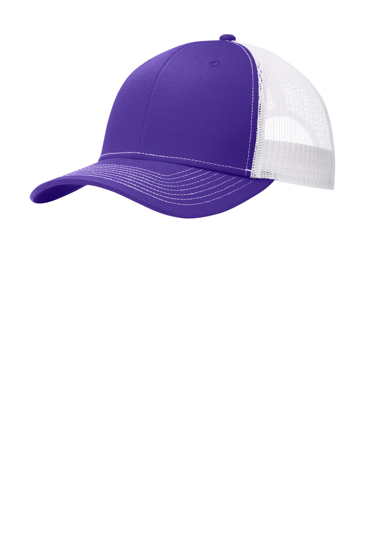 Left View of Purple/Wh Port Authority Snapback Trucker Cap. C112