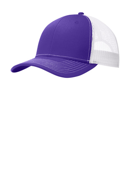 Left View of Purple/Wh Port Authority Snapback Trucker Cap. C112