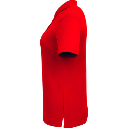 Left View of Red DARA SS Polo - Women's plain