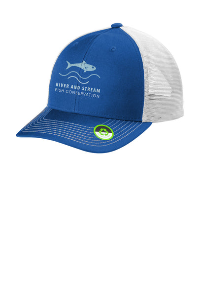 Left View of TRy/White Port Authority Eco Snapback Trucker Cap C112ECO
