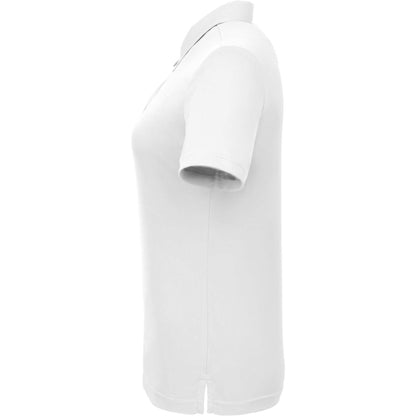 Left View of White DARA SS Polo - Women's plain